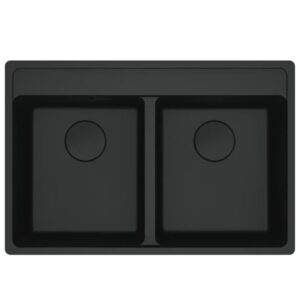FRANKE MRG 620-35-35 MATT BLACK Tezgah Üstü Granit Evye